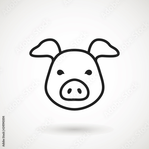 Pig line icon. logo Piglet face in outline style. Icon of Cartoon pig head. Chinese New Year 2019. Zodiac. Chinese traditional Design  decoration Vector illustration