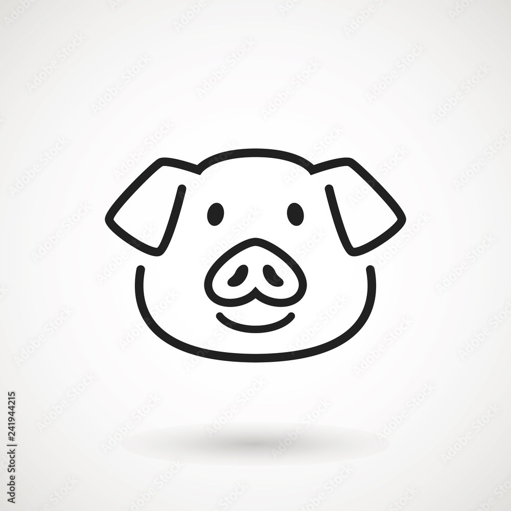 Pig line icon. logo Piglet face with smile in outline style. Icon of Cartoon pig head with smile. Chinese New Year 2019. Zodiac. Chinese traditional Design, decoration Vector illustration. Pig line icon. logo Piglet face with smile in outline style. Icon of Cartoon pig head with smile. Chinese New Year 2019. Zodiac. Chinese traditional Design, decoration Vector illustration.