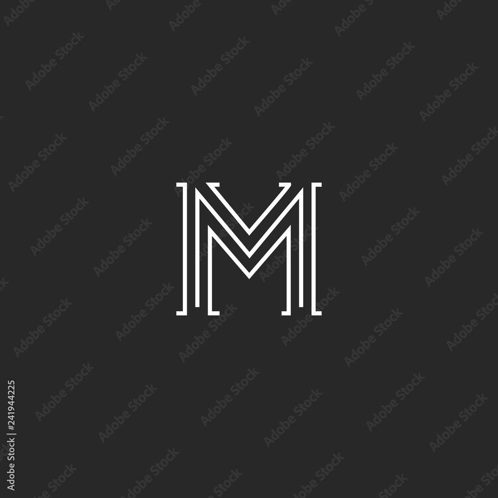 Logo M letter medieval with old serif. Old minimalist style typography design element. Logo M letter medieval with old serif. Old minimalist style typography design element.
