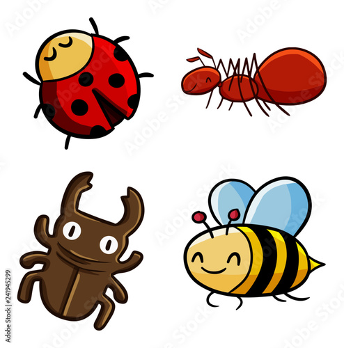 Funny and cute insect set - vector. © ogieurvil