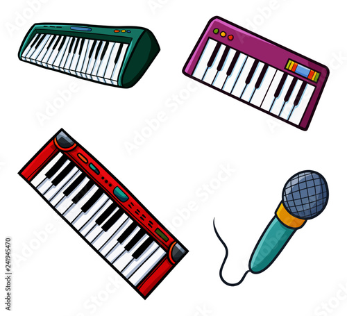 Cute and funny cool midi player set for party - vector.