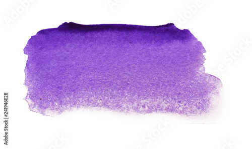 Purple splash watercolor background on white paper