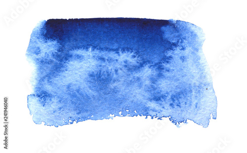 Beautiful watercolor effects with blue paint on a white background.