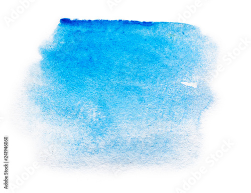 Blue-blue stain in watercolor on a white background, isolate, hand-painted