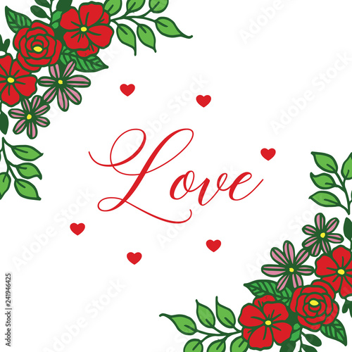 Wallpaper Mural Vintage frame with blooming flower love text vector art Torontodigital.ca