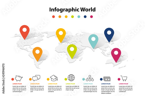 world map element  infographic , infochart business information icon