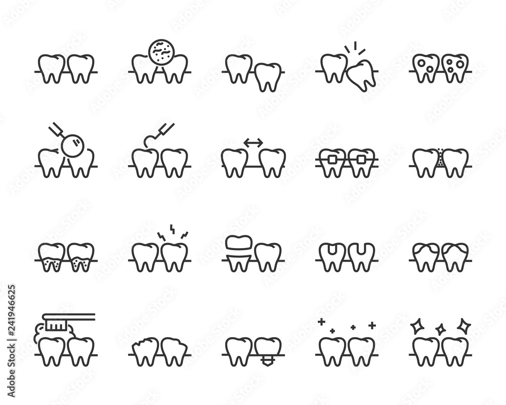 Fototapeta premium set of teeth icons, such as, dental, toothache, oral, clean