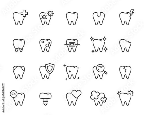set of teeth icons, such as, dental, toothache, oral, clean