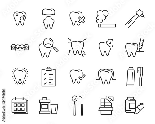 set of teeth icons, such as, dental, toothache, oral, clean