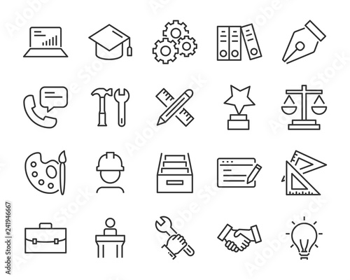 set of work icon, such as, working, report, office, business, manage