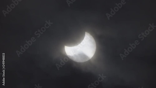 Tokyo,Japan-January 6, 2019: A partial solar eclipse observed in Tokyo, Japan, around 10AM.