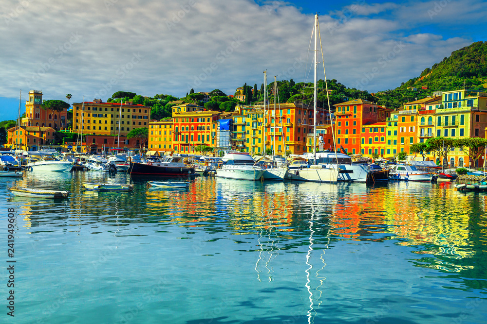 Fototapeta premium Santa Margherita Ligure cityscape with colorful mediterranean buildings, Liguria, Italy