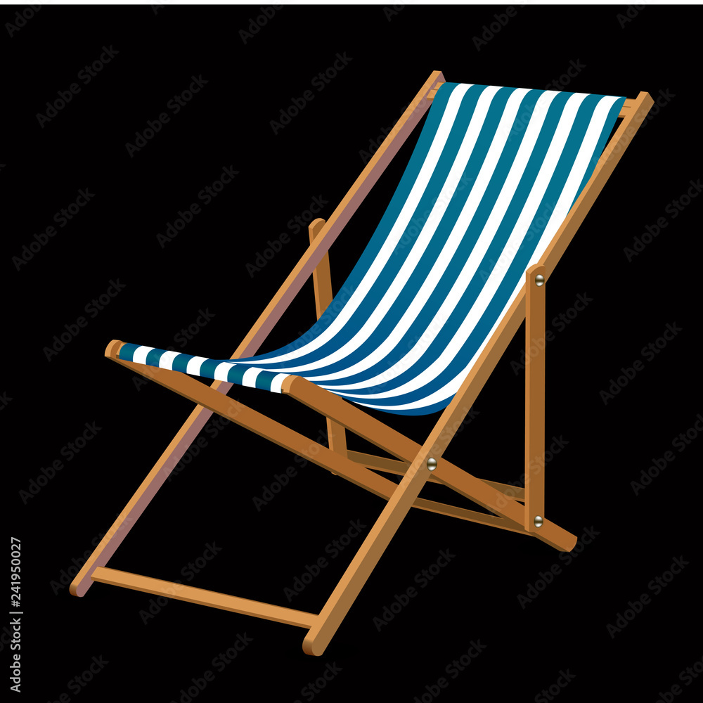 Vector image of a realistic chaise lounge on black background.