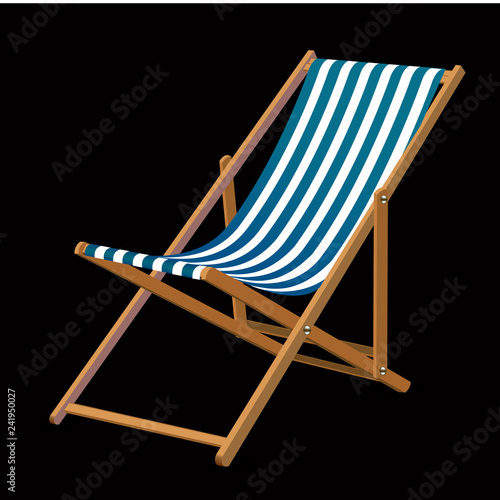 Vector image of a realistic chaise lounge on black background.