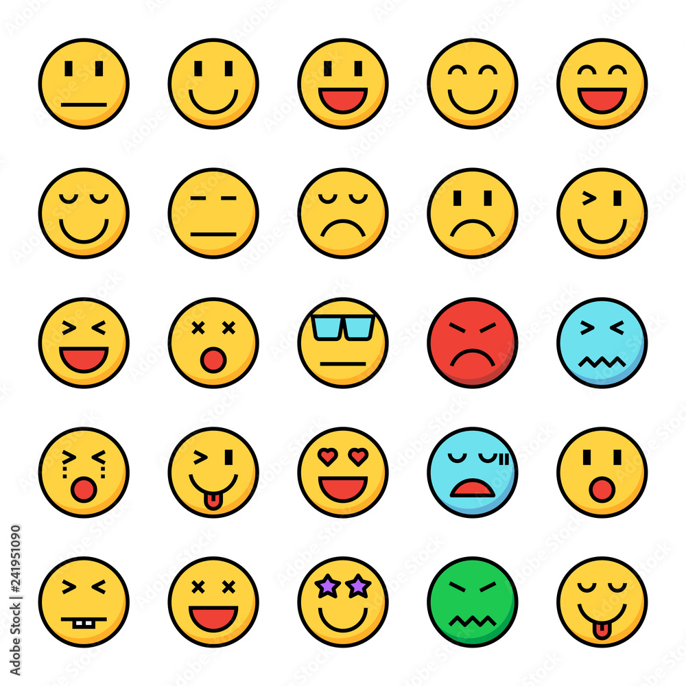 Fototapeta premium emotion pixel perfect color line icons