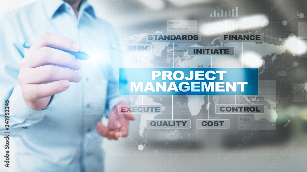 Project management diagram on virtual screen. Business, Finance and technology concept. Project management diagram on virtual screen. Business, Finance and technology concept.