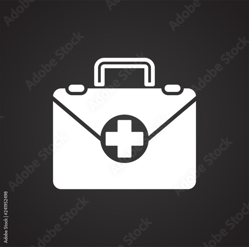First aid kit icon on black background for graphic and web design, Modern simple vector sign. Internet concept. Trendy symbol for website design web button or mobile app