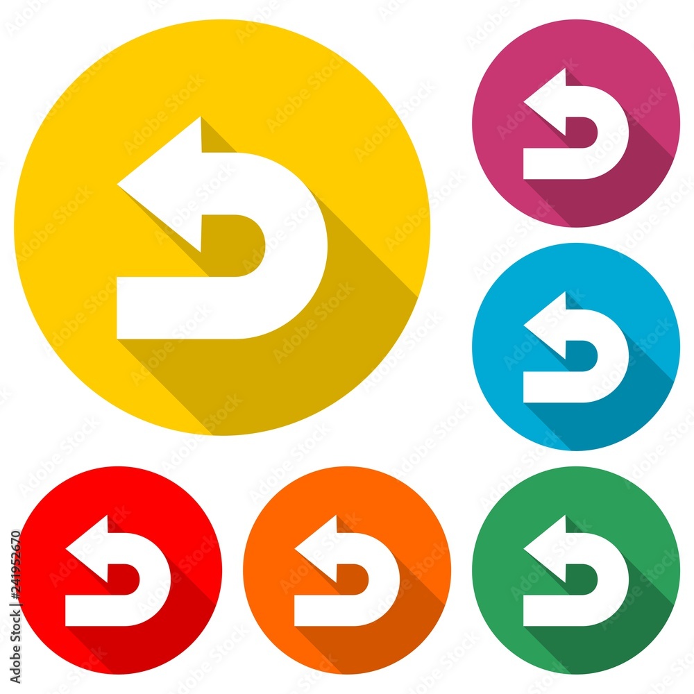Arrow logo, refresh icon, color set with long shadow Arrow logo, refresh icon, color set with long shadow
