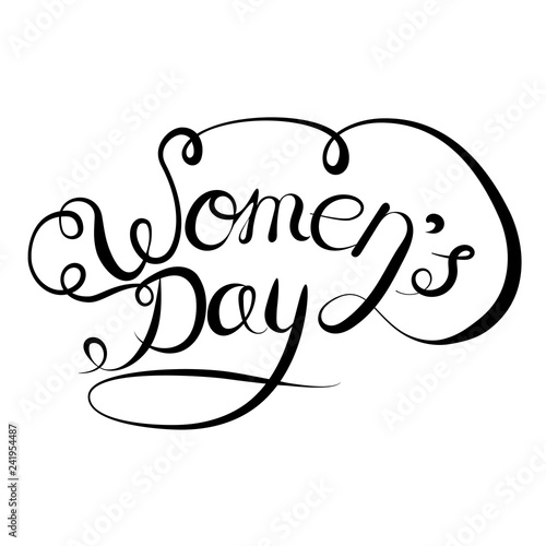 Vector lettering hand drawn on a white background. International Women s Day on March 8.