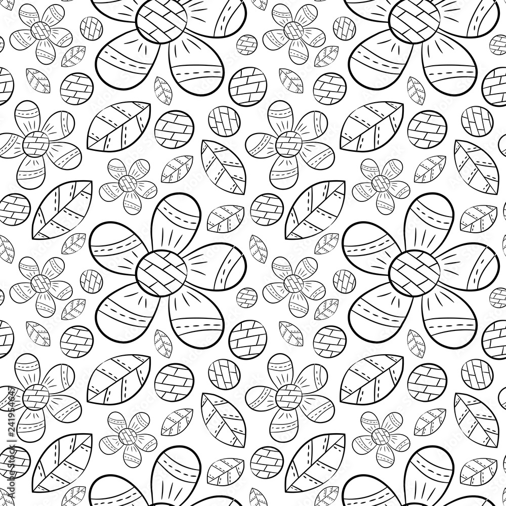 Vector seamless pattern of flat flowers lily of the valley flowers in Scandinavian style hand drawn on a white background. Used for banners, presentations, backgrounds, wrapping paper, wallpaper.