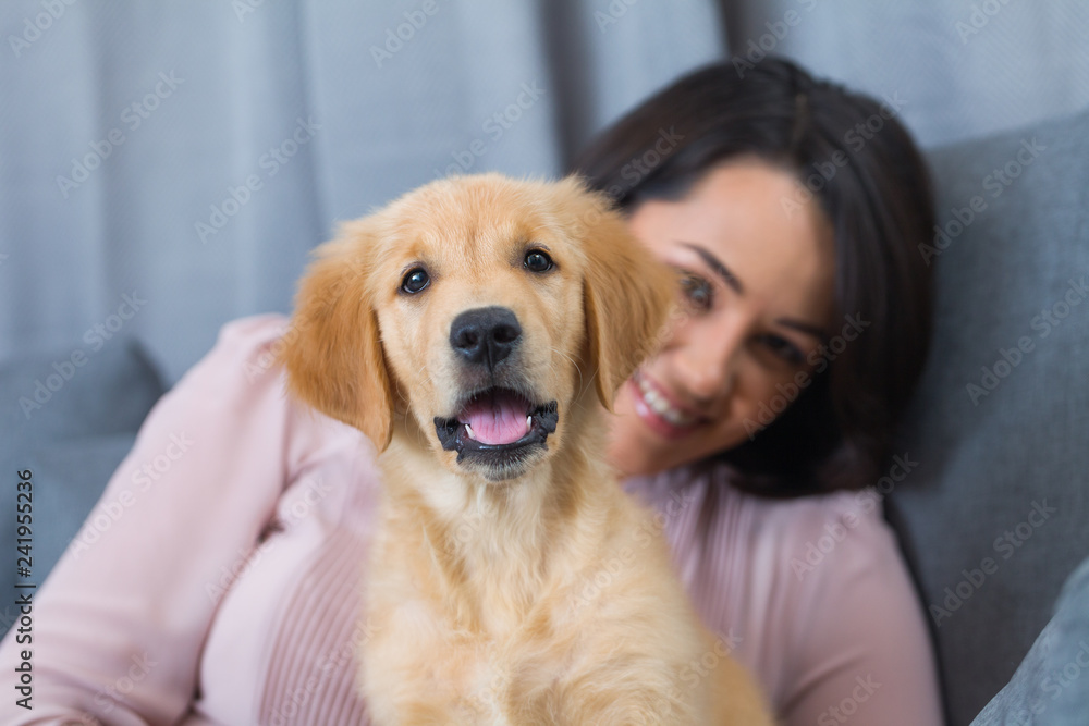 Young woman with her dog Young woman with her dog