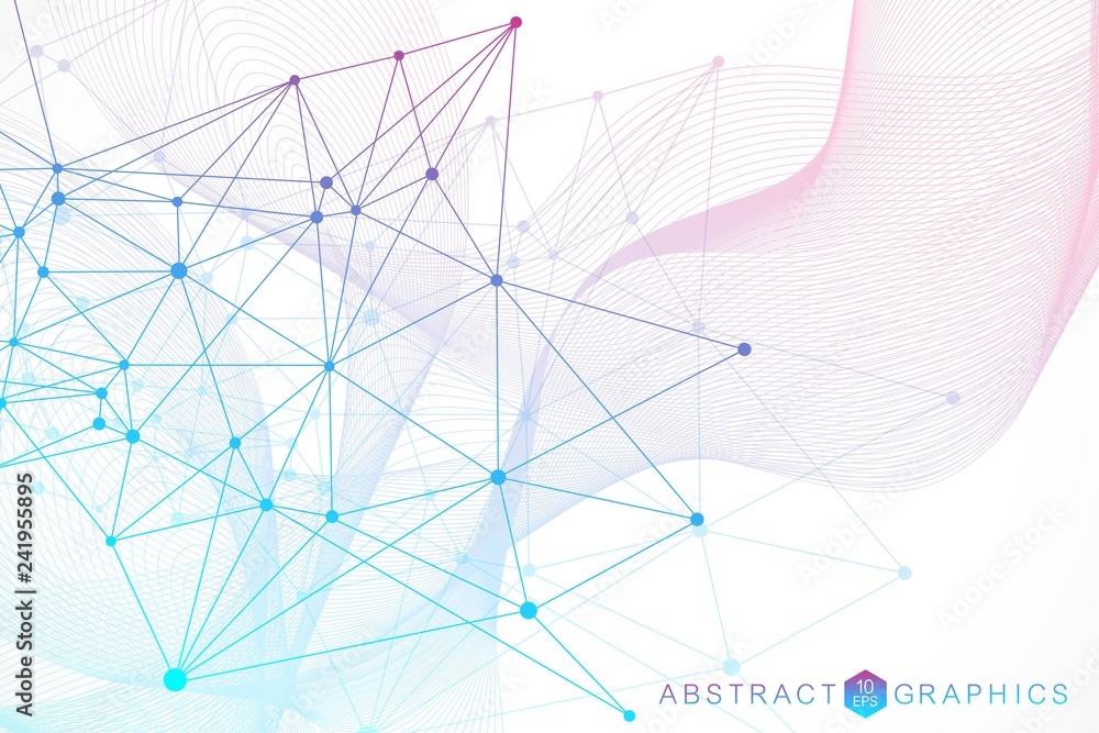 Geometric abstract background with connected line and dots. Structure molecule and communication. Scientific concept for your design. Medical, technology, science background. Vector illustration. Geometric abstract background with connected line and dots. Structure molecule and communication. Scientific concept for your design. Medical, technology, science background. Vector illustration.