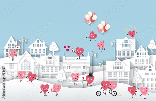 Valentines day, heart, wedding, love, houses, street, building, city, town, air