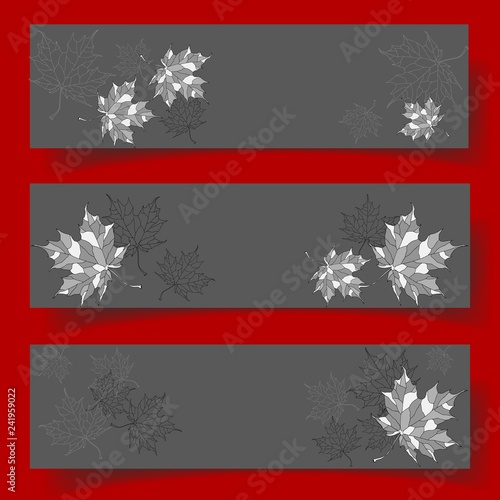 three banners with beautiful hand-drawn leaves.