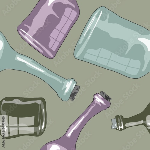  Hand drawn background of glass bottles.