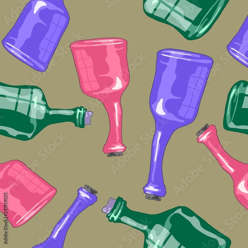  Hand drawn background of glass bottles.