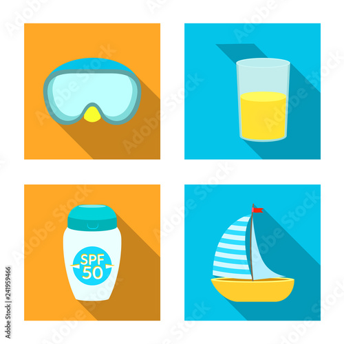 Vector illustration of equipment and swimming logo. Collection of equipment and activity stock vector illustration.