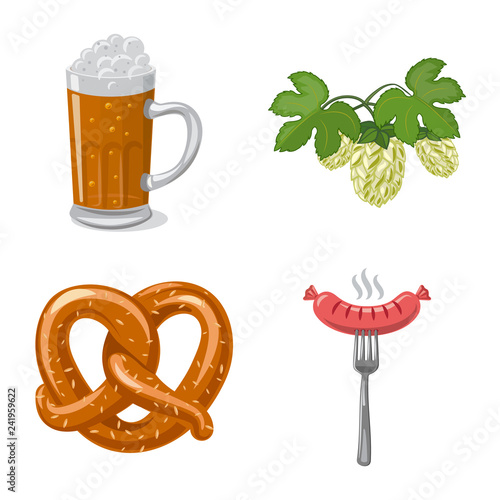 Vector illustration of pub and bar symbol. Set of pub and interior stock symbol for web.