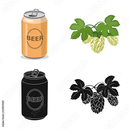 Isolated object of pub and bar sign. Set of pub and interior stock symbol for web.