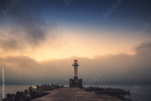 The lighthouse and sea sunrise in Varna, Bulgaria