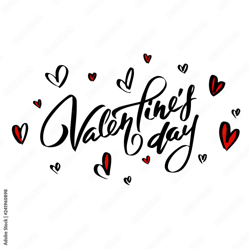 Valentines day lettering isolated text, Vector illustration