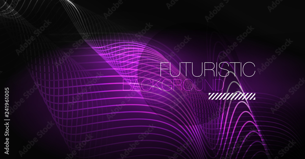 Neon lines wave background. Abstract composition Neon lines wave background. Abstract composition