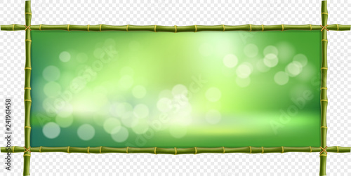 rectangle green bamboo stems border frame with blurred background