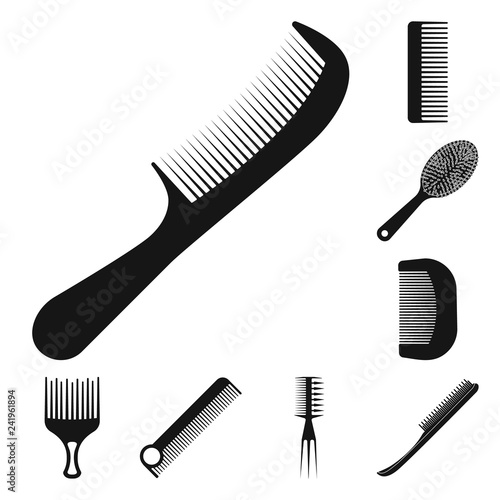 Vector illustration of brush and hair symbol. Collection of brush and hairbrush vector icon for stock.