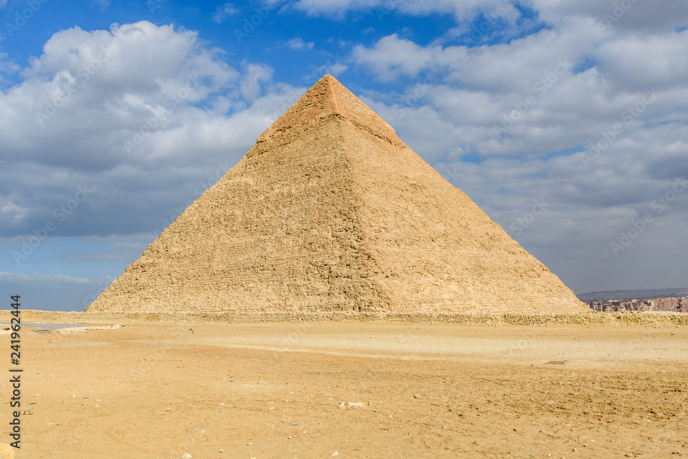 The great pyramid of Khafre in Giza plateau. Cairo, Egypt The great pyramid of Khafre in Giza plateau. Cairo, Egypt