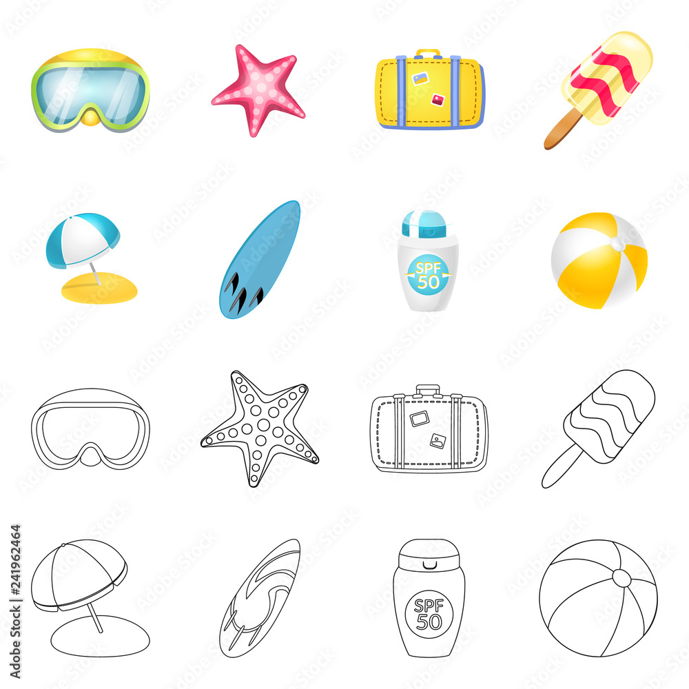 Vector design of equipment and swimming logo. Set of equipment and activity stock symbol for web. Vector design of equipment and swimming logo. Set of equipment and activity stock symbol for web.