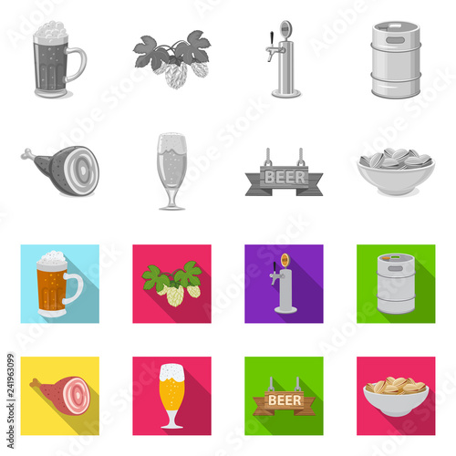 Vector design of pub and bar logo. Set of pub and interior stock symbol for web.