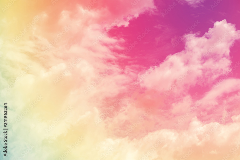 Sun and cloud background with a pastel colored 
