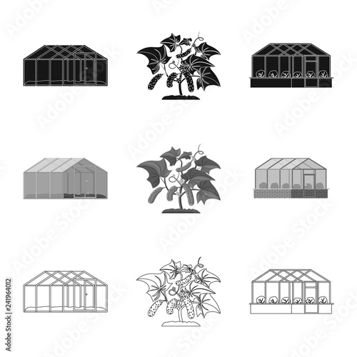 Isolated object of greenhouse and plant icon. Set of greenhouse and garden stock symbol for web.