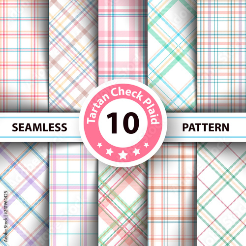 Classic tartan, Merry Christmas seamless patterns.