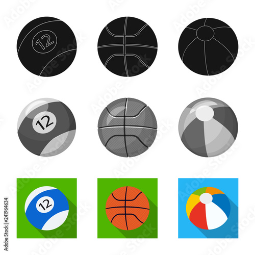 Vector illustration of sport and ball sign. Set of sport and athletic stock symbol for web.