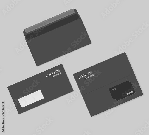 Business card folder holder - half fold booklet with slots and envelope