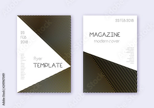 Triangle cover design template set. Gold abstract 
