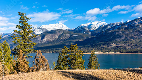 Columbia Lake which is the headwaters of the Columbia River in the East Kootenays near Invermere British Columbia Canada in the early winter