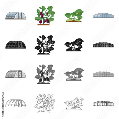 Vector design of greenhouse and plant logo. Collection of greenhouse and garden stock symbol for web.