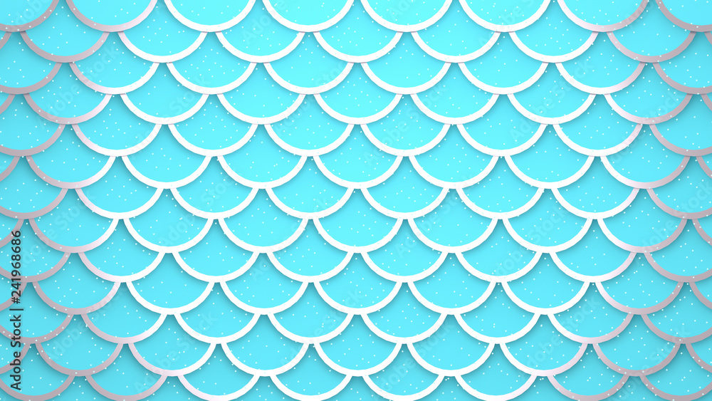 Silver light blue fish scales cells pattern marine background 3D illustration Silver light blue fish scales cells pattern marine background 3D illustration